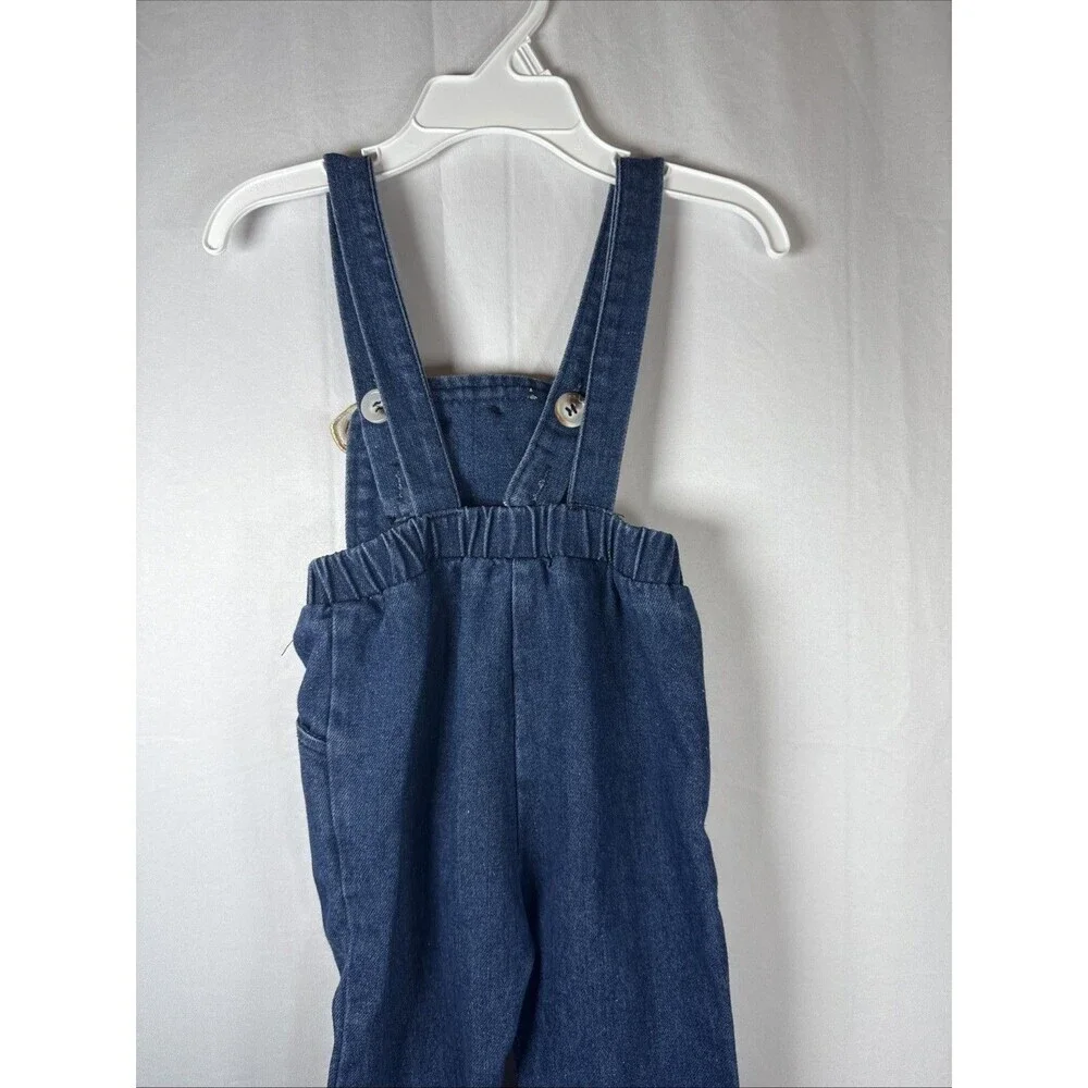 Unbranded Overalls Bear Design Distressed Flare Leg Size 9-12 M Preowned - Picture 4 of 11